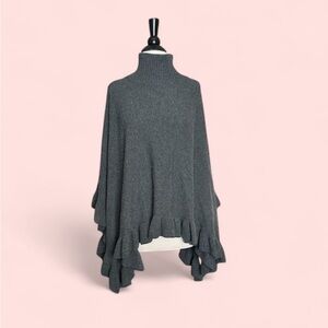 Minnie Rose Cashmere Ruffle Poncho O/S‎